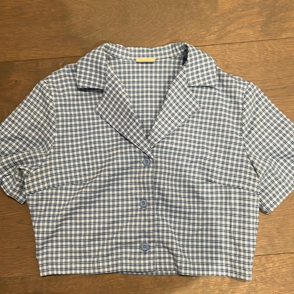 Brandy Melville/John Galt blue plaid vivian top